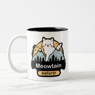 Taza Bicolor Meowtain Explorer – Diseño de aventura de gato lin