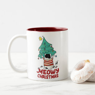 Taza Bicolor Meowy Navidades Funny Cat Lover