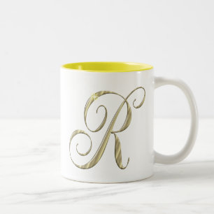 Taza Bicolor Mercancías iniciales del monograma de oro R