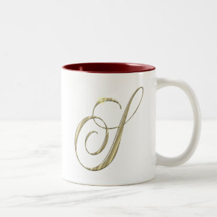 Taza Bicolor Mercancías iniciales del monograma de oro S