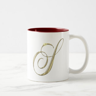 Taza Bicolor Mercancías iniciales del monograma de oro S