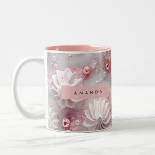 Taza Bicolor Merengue de Crema Personalizado y Brillo de Pastel