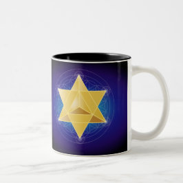 Taza Bicolor Merkaba con flores de vida