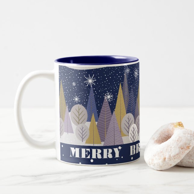 Taza Bicolor Merry Bright & Magic, bosque bohemio (Con donut)