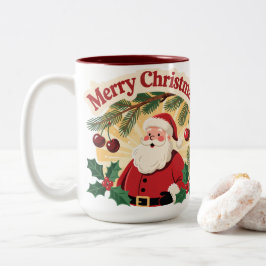 Taza Bicolor Merry Christmas Holiday Design