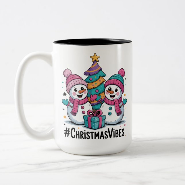 Taza Bicolor Merry Christmas Holiday Vibes (Izquierda)