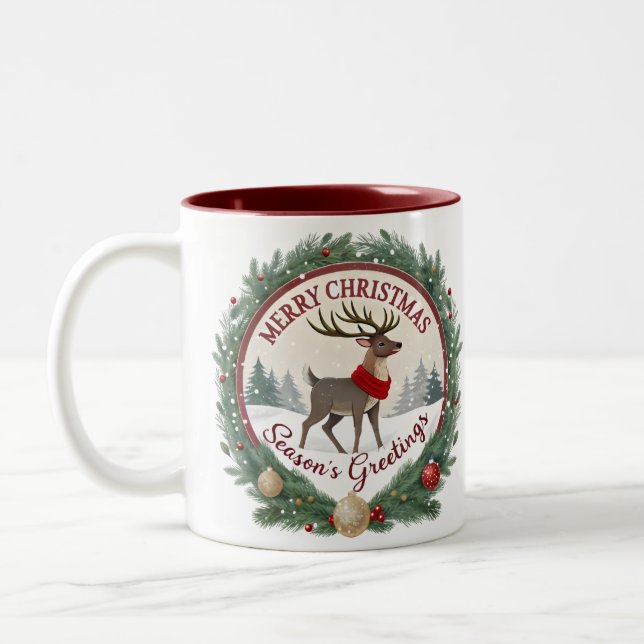 Taza Bicolor Merry Christmas –Majestic Winter Reindeer 🦌 (Izquierda)