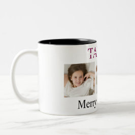 Taza Bicolor Merry Christmas Pink Mug – Own Photo And Name