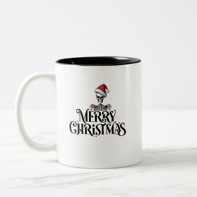 Taza Bicolor Merry Christmas Skeleton coffee mug (Izquierda)