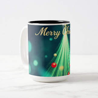 Taza Bicolor Merry Christmas Tree Mug – Festive Holiday Coffee