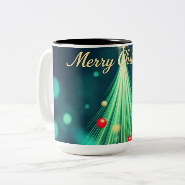 Taza Bicolor Merry Christmas Tree Mug – Festive Holiday Coffee  (Anverso izquierdo)