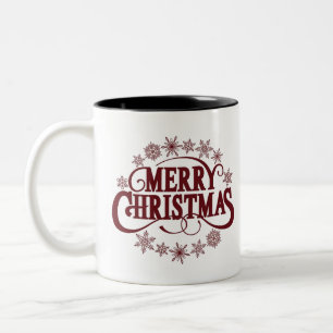 Taza Bicolor Merry Christmas Typography Coffee Mug