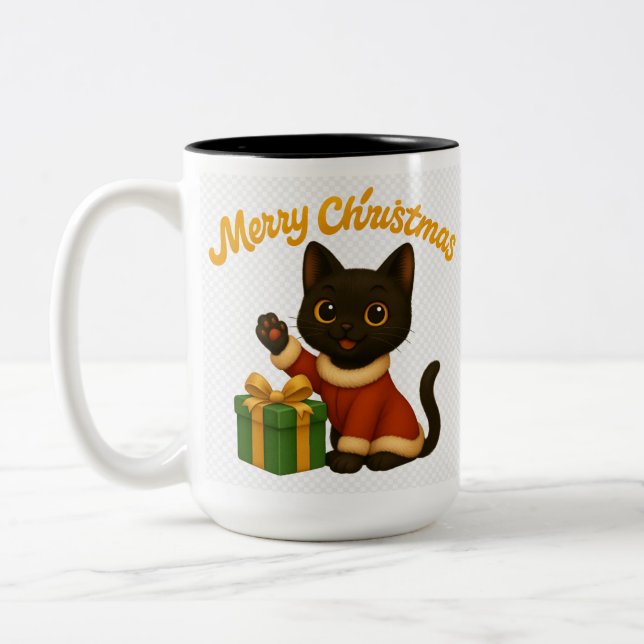 Taza Bicolor Merry Christmas with Emi the Black Cat (Izquierda)