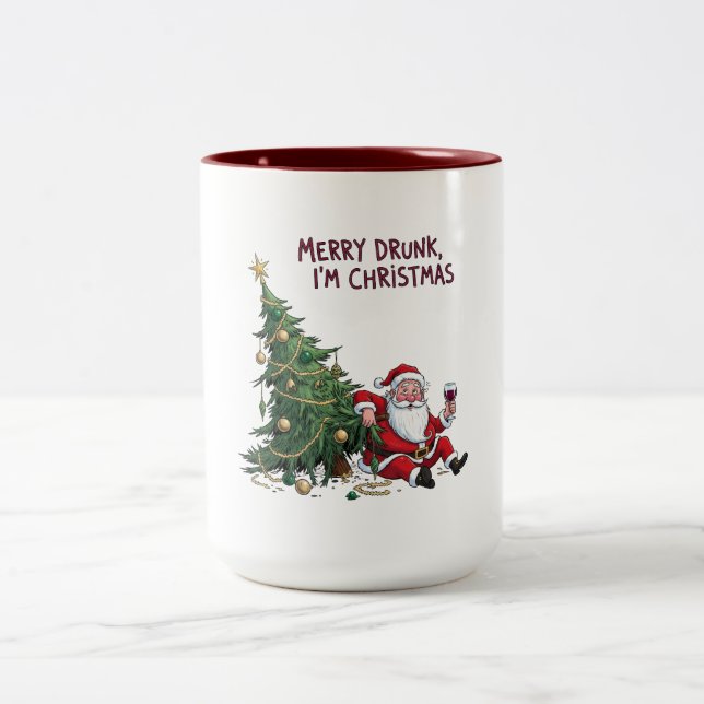 Taza Bicolor Merry Drunk, I'm Christmas Santa (Centro)