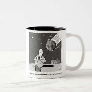 Taza Bicolor Meteorito Divertido que Golpea la Tierra Desastre