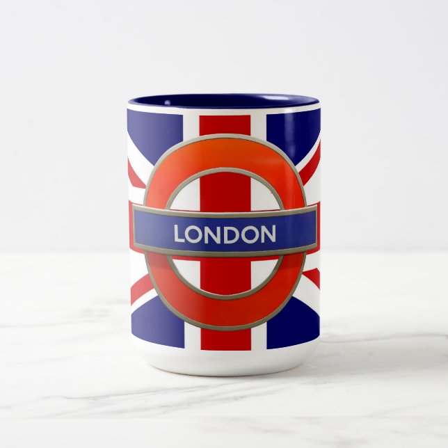Taza Bicolor Metro de Londres/ Bandera (Centro)