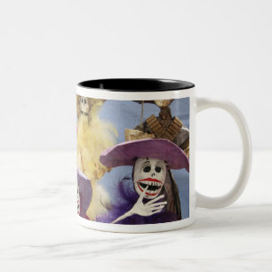 Taza Bicolor México. Catrinas esqueléticas, figuras celebrand
