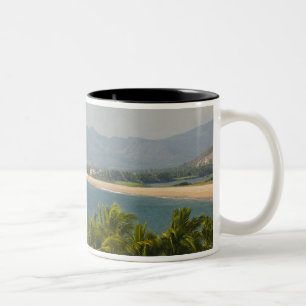 Taza Bicolor México, Jalisco, Barra de Navidad. Playa del puebl