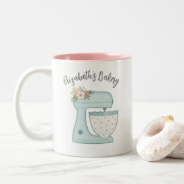 Taza Bicolor Mezclador de panadería Cute Blue Business