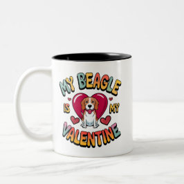 Taza Bicolor Mi beagle es mi San Valentín, un día divertido de 