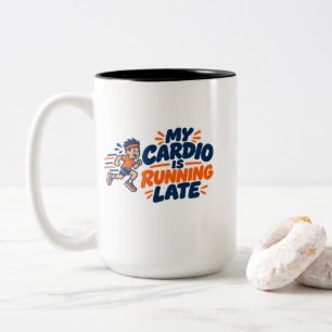 Taza Bicolor Mi Cardio Llega Tarde Divertida Cita de Correr 