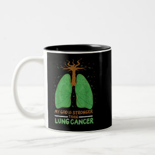 Taza Bicolor Mi Dios Es Más Fuerte Que El Cáncer De Pulmón