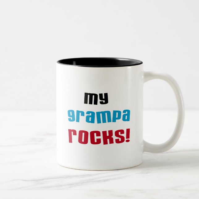 Taza Bicolor Mi Grampa roca camisetas y regalos (Derecha)