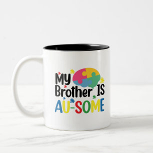 Taza Bicolor Mi hermano es Au-Some Camiseta de concienciación s
