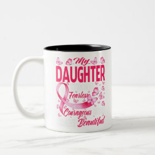 Taza Bicolor Mi hija Cinta Rosa Guerrera Cáncer de Mama