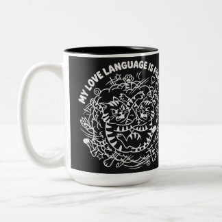 Taza Bicolor Mi lenguaje del amor es pelear - Gatos divertidos