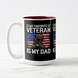 Taza Bicolor Mi papá es mi veterano favorito Regalo para el Día