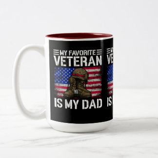Taza Bicolor Mi papá es mi veterano favorito Regalo para el Día