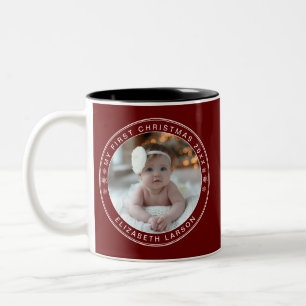 Taza Bicolor Mi primera foto de bebé personalizada de Navidad r