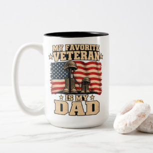 Taza Bicolor Mi Veterano Favorito Es Mi Papá Orgulloso Niño Mil