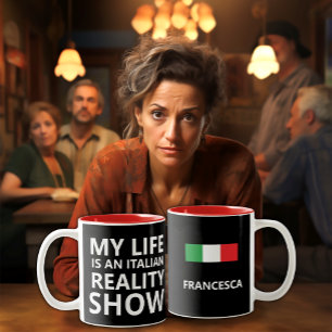 Taza Bicolor Mi vida es un reality show italiano divertido ital