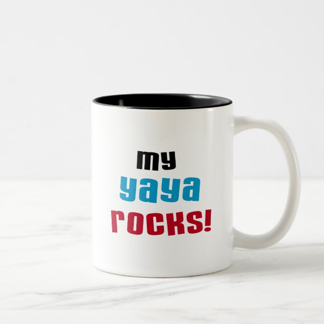 Taza Bicolor Mi yaya sacude a camisetas y regalos (Derecha)