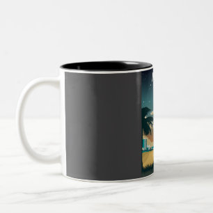 Taza Bicolor Miami Florida en la playa Retro Mínima de Vintage