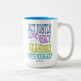 Taza Bicolor Micah 6:8 Colorful Scripture Customizable