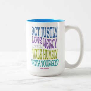 Taza Bicolor Micah 6:8 Escritura Colorida Personalizable