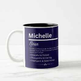 Taza Bicolor Michelle, Girl Personalized Name Definition Mug