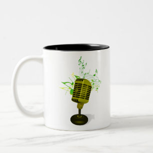 Taza Bicolor microfono con notas musicales