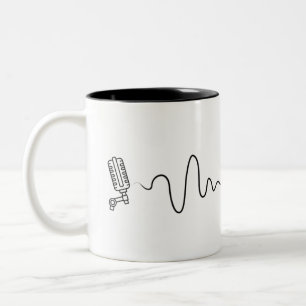 Taza Bicolor Micrófono de vena y pluma blang blanco