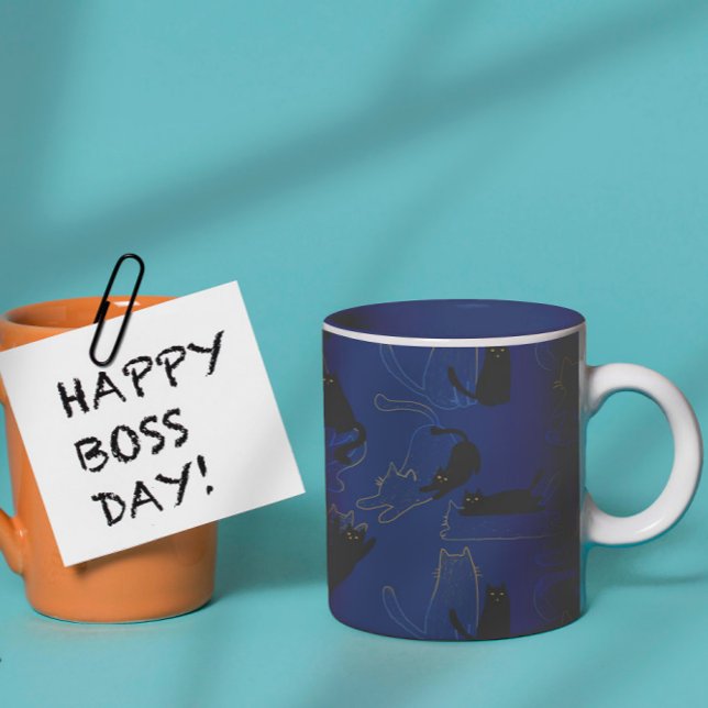 Taza Bicolor Midnight Black Cats– modern minimal Pattern (Subido por el creador)