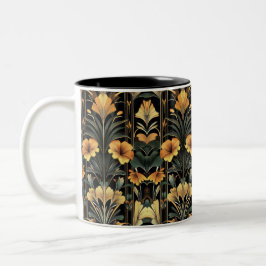 Taza Bicolor Midnight Gold Bloom Art Deco