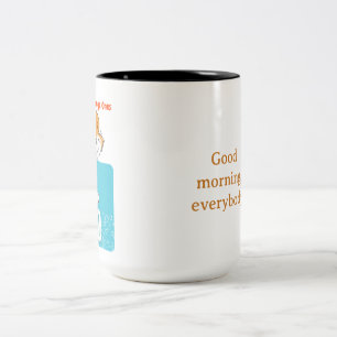 Taza Bicolor Migo El Gato Naranja Buenos Días a Todos.
