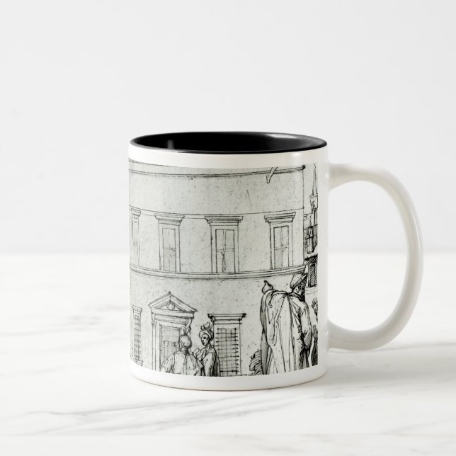 Taza Bicolor Miguel Ángel a caballo, visitando a un artista (Derecha)