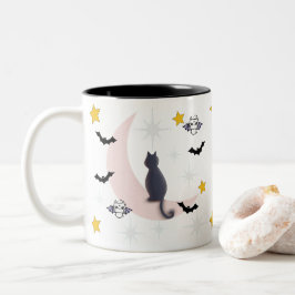 Taza Bicolor Mikitiez gato negro bat halloween otoño luna de in