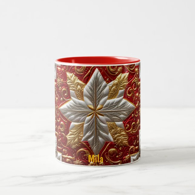 TAZA BICOLOR MILA ~ PATCHWORK ~ NAVIDADES PATRÓN ~ (Centro)