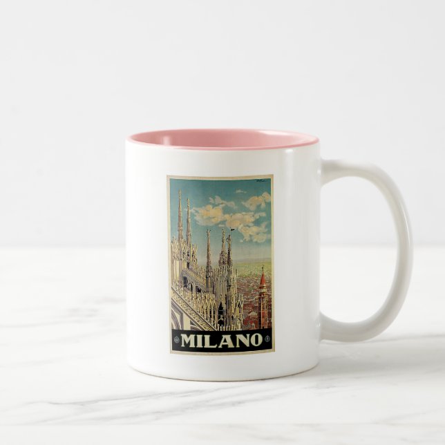 Taza Bicolor Milán Milán Italia Vintage Viaje con café de dos t (Derecha)