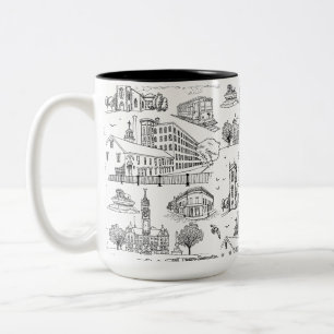 Taza Bicolor Mill City Toile (Lowell, MA) Negro/Blanco